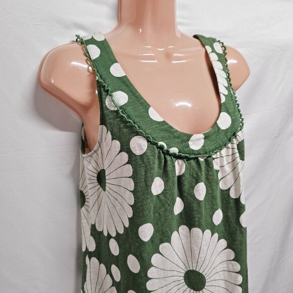 Boden Sleeveless Floral Dress Women Size 6R Green/White Cotton - Picture 2 of 13